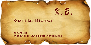 Kuzmits Bianka névjegykártya